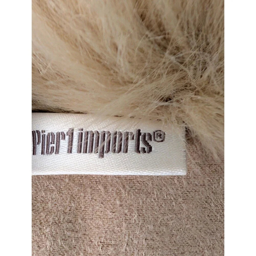 Pier 1 Imports Faux Fur with Faux Pearls Throw Pillow Rectangle Lumbar 11 x 19